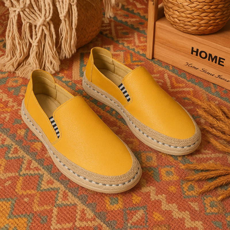 Eigenmarke Rindsleder Espadrilles Unisex Bordeauxrot