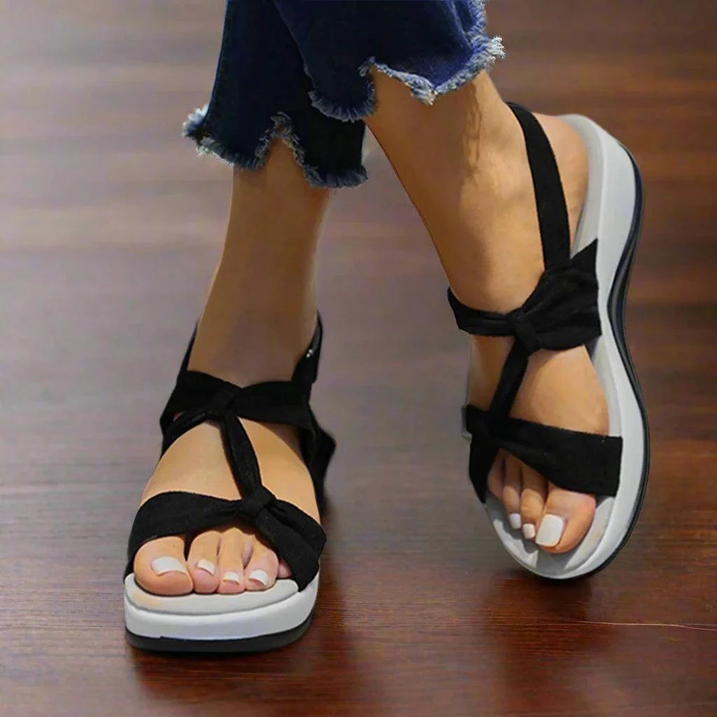 Schicke Damen Orthopädische Sandalen Mit Fußbett Zwei Riemen