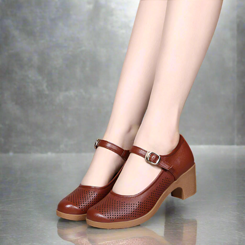 Damen Sandalen Blockabsatz Schwarz Luftdurchlässig Komfort