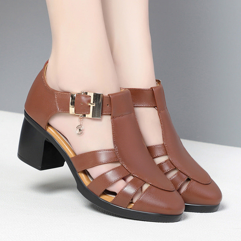 Damen Blockabsatz-Sandalen 6 cm Mit Riemen Schwarz