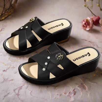 Fashion Plateausandalen Damen 5 cm Absatz Schwarz Gr. 38