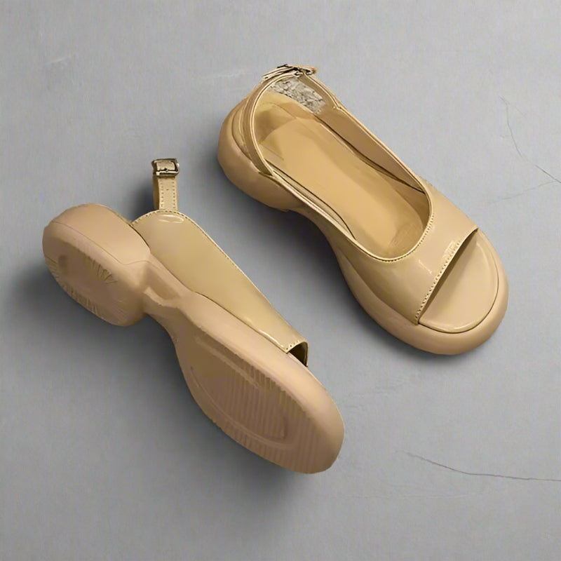 Damen Sandalen Weiche Sohle Blockabsatz Ballenzehen