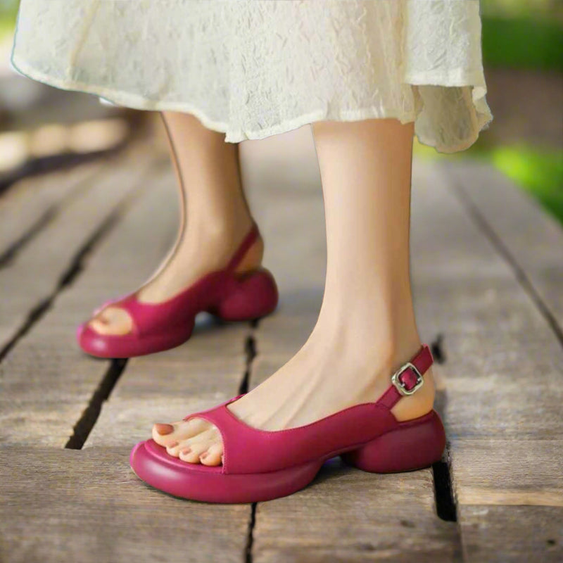 Damen Sandalen Weiche Sohle Blockabsatz Ballenzehen