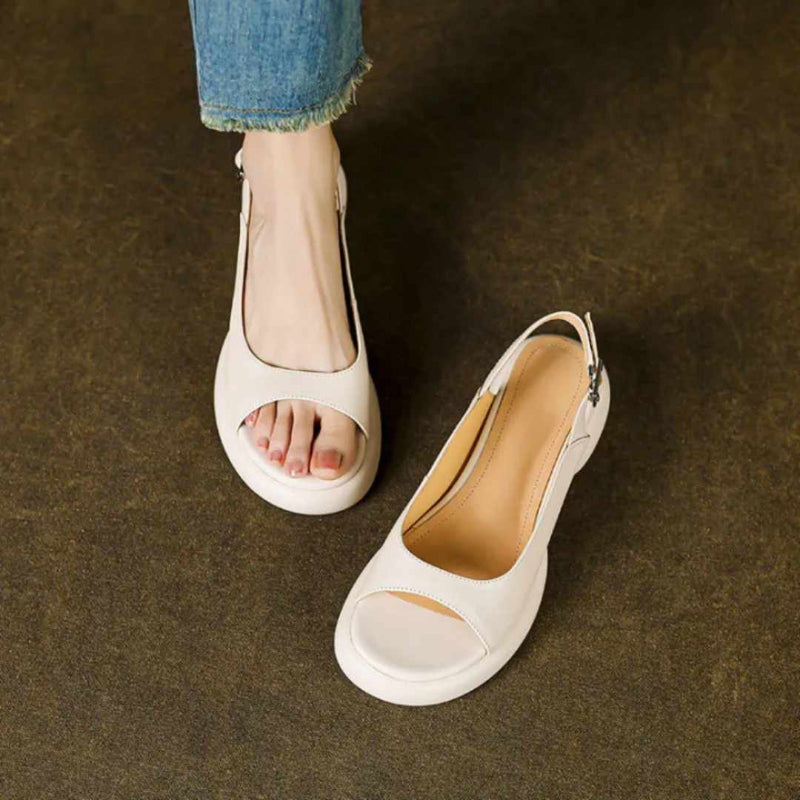 Damen Sandalen Weiche Sohle Blockabsatz Ballenzehen