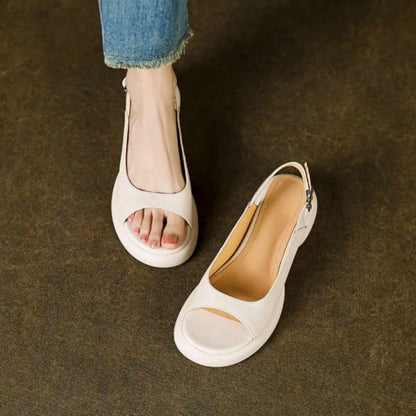 Damen Sandalen Weiche Sohle Blockabsatz Ballenzehen