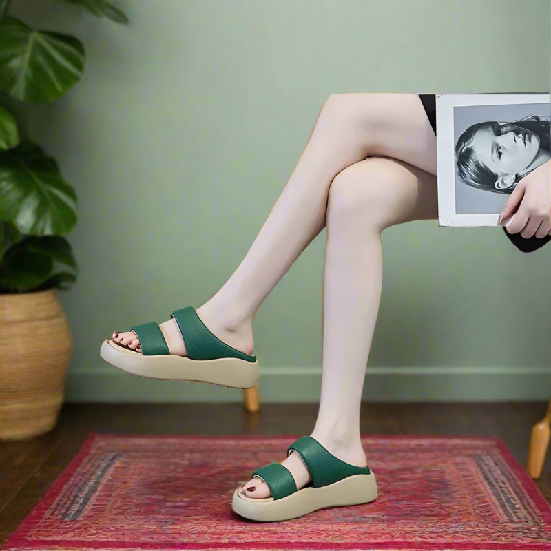 Bequeme Flip-Flops Damen Fußgewölbeunterstützung Beige