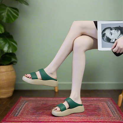 Bequeme Flip-Flops Damen Fußgewölbeunterstützung Beige