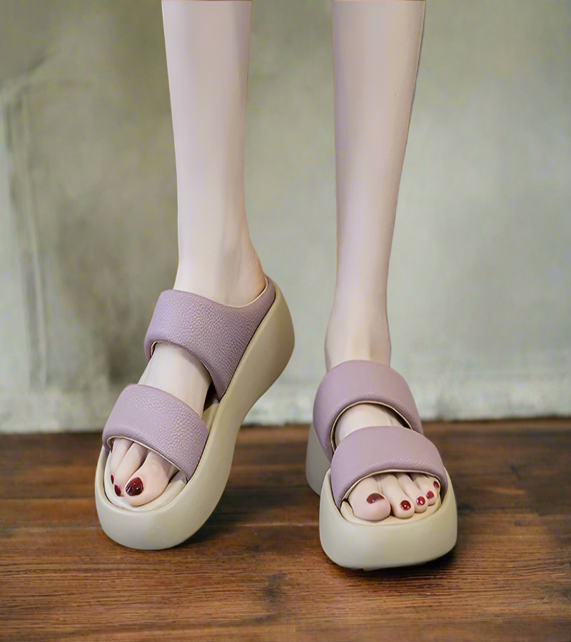 Bequeme Flip-Flops Damen Fußgewölbeunterstützung Beige