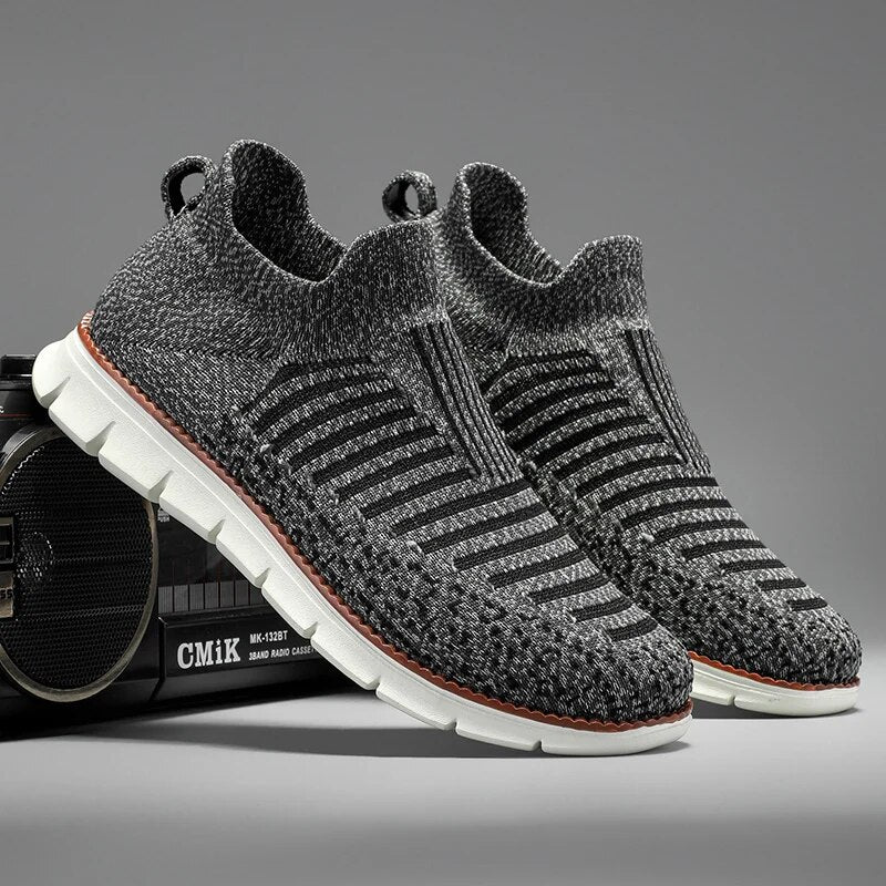 Klassischer Look Herren Slipper Sneaker Grau Meliert