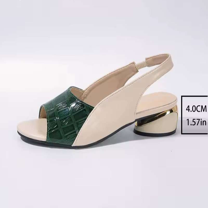 Modische Bunionenfreundliche Croco Sandalen Dunkelgrün 4cm