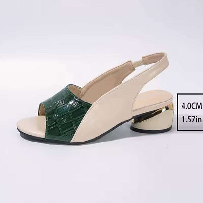 Modische Bunionenfreundliche Croco Sandalen Dunkelgrün 4cm