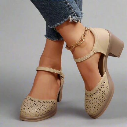 Retro Mittelhohe Schuhe Damen Fußgewölbestütze Blumen