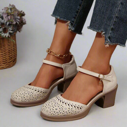 Retro Mittelhohe Schuhe Damen Fußgewölbestütze Blumen