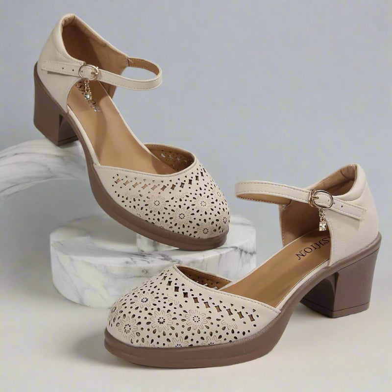 Retro Mittelhohe Schuhe Damen Fußgewölbestütze Blumen