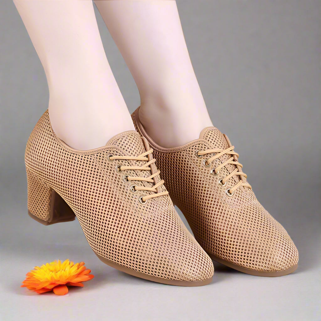 Damen Komfortschuhe Beige mit 5 cm Quadratischem Absatz für Eleganten Tragekomfort 1