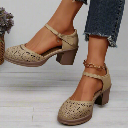 Retro Mittelhohe Schuhe Damen Fußgewölbestütze Blumen