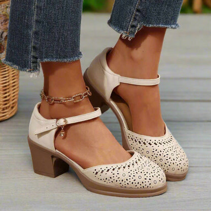 Retro Mittelhohe Schuhe Damen Fußgewölbestütze Blumen