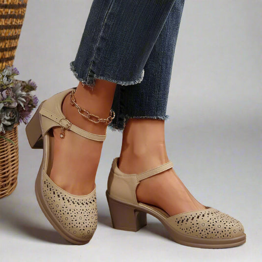 Retro Mittelhohe Schuhe Damen Fußgewölbestütze Blumen