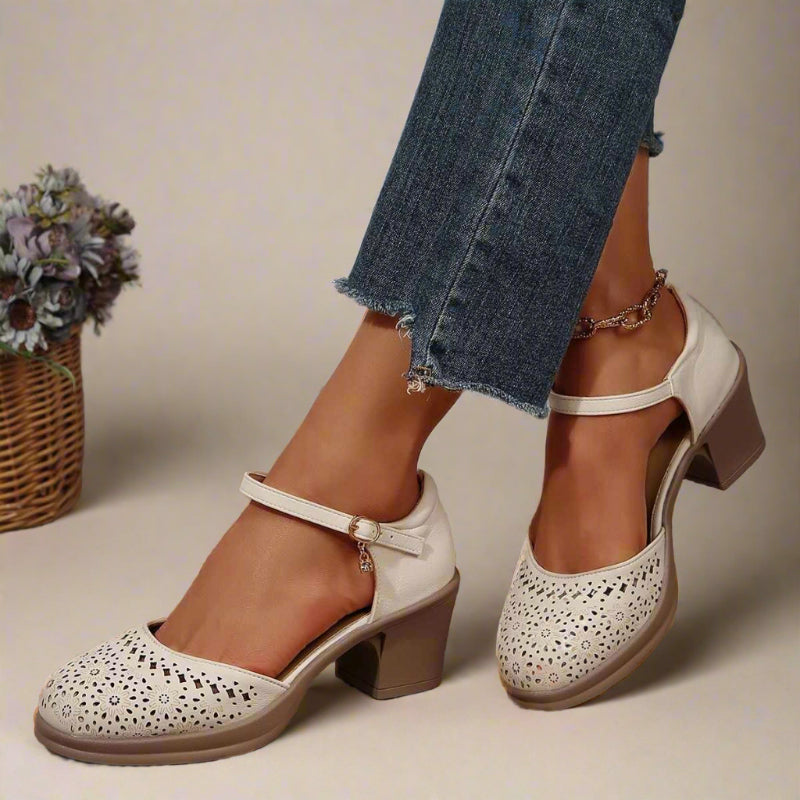 Retro Mittelhohe Schuhe Damen Fußgewölbestütze Blumen