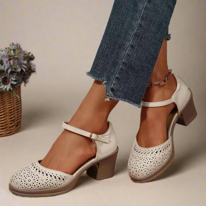 Retro Mittelhohe Schuhe Damen Fußgewölbestütze Blumen