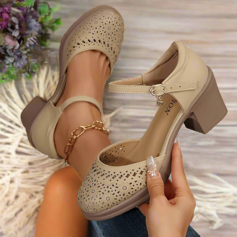 Retro Mittelhohe Schuhe Damen Fußgewölbestütze Blumen