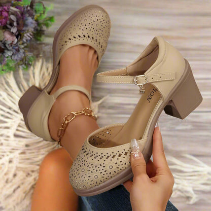 Retro Mittelhohe Schuhe Damen Fußgewölbestütze Blumen