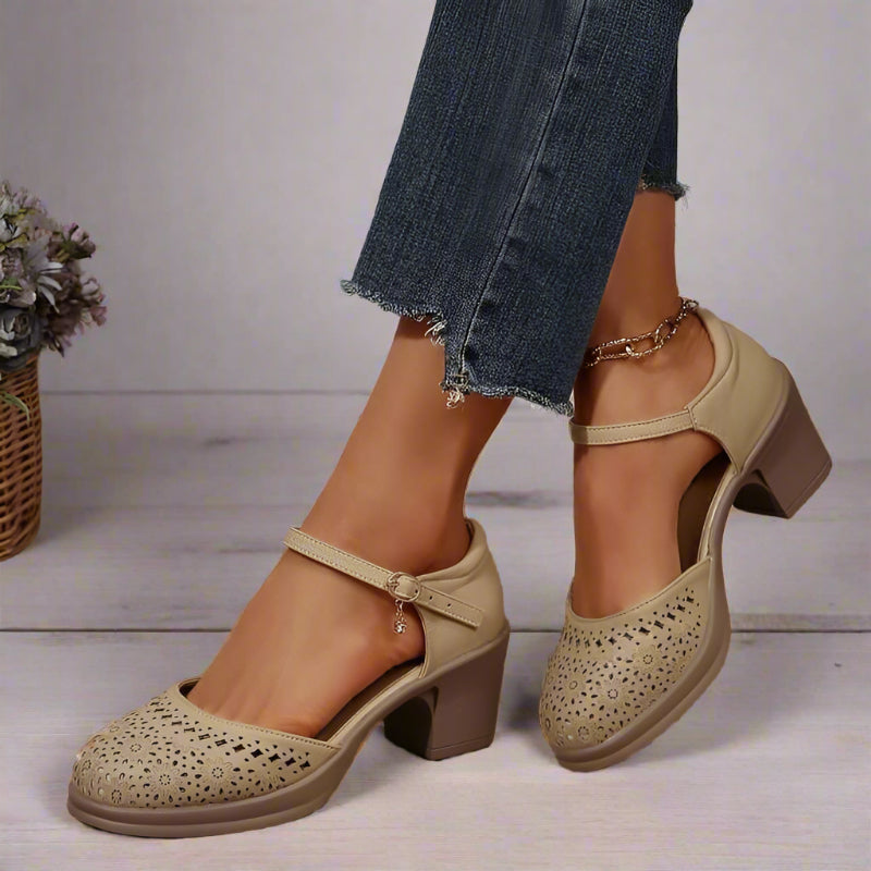 Retro Mittelhohe Schuhe Damen Fußgewölbestütze Blumen