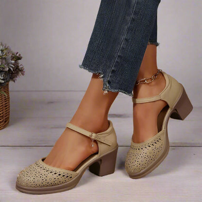 Retro Mittelhohe Schuhe Damen Fußgewölbestütze Blumen