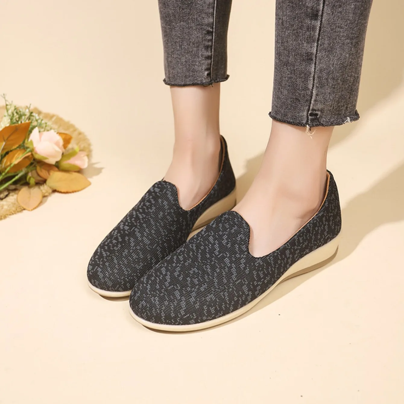 Bequeme Slipon Loafer Damen Lebhaftes Muster Blau Unbekannt