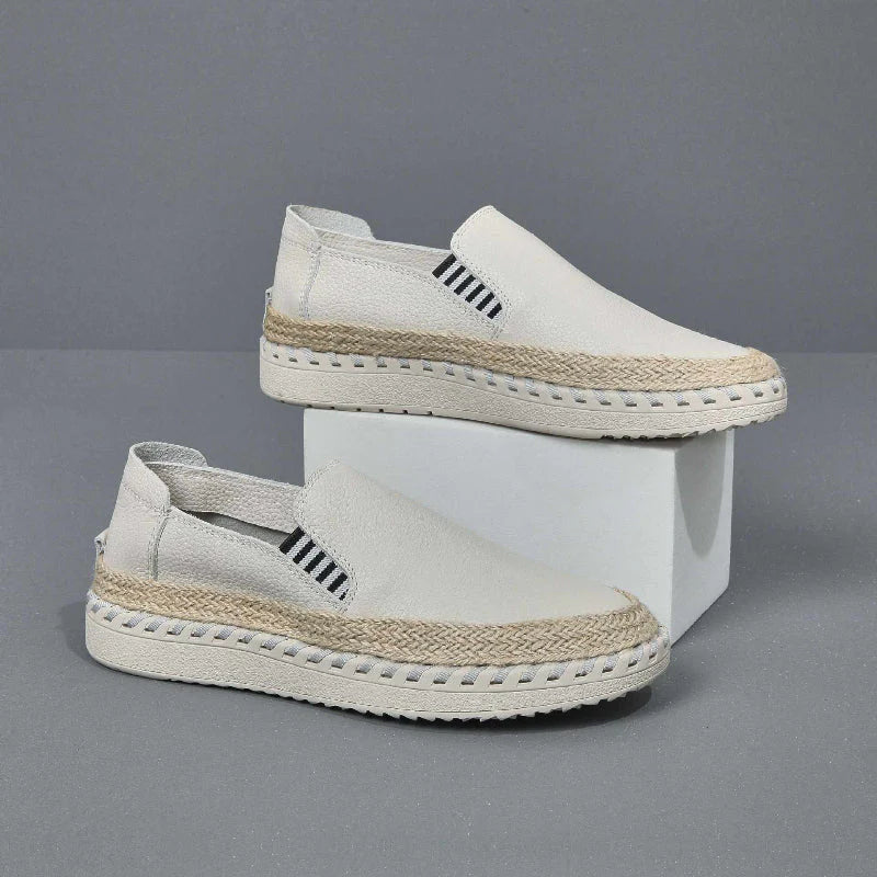 Eigenmarke Rindsleder Espadrilles Unisex Bordeauxrot
