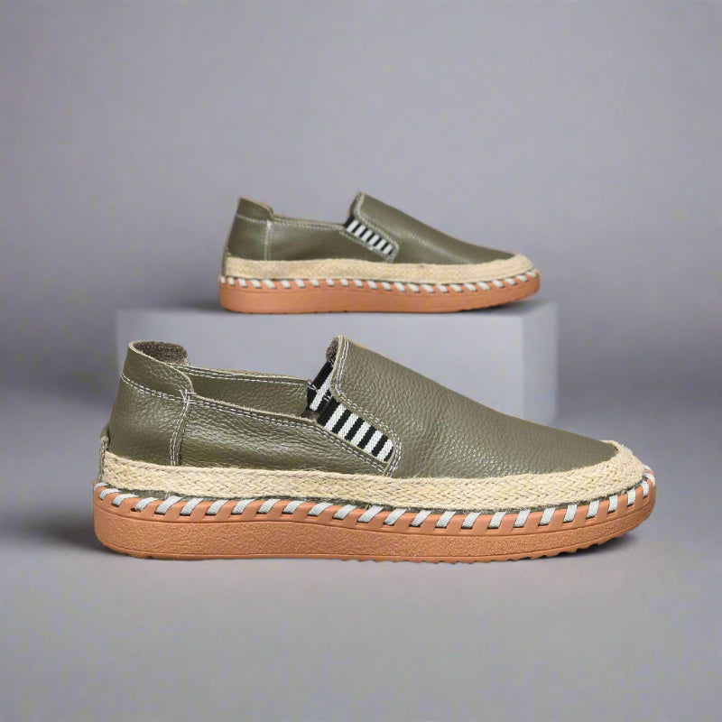 Eigenmarke Rindsleder Espadrilles Unisex Bordeauxrot
