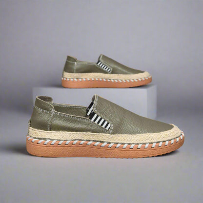 Eigenmarke Rindsleder Espadrilles Unisex Bordeauxrot