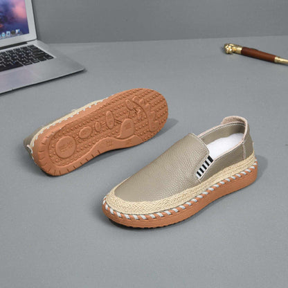 Eigenmarke Rindsleder Espadrilles Unisex Bordeauxrot