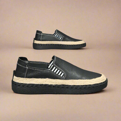 Eigenmarke Rindsleder Espadrilles Unisex Bordeauxrot