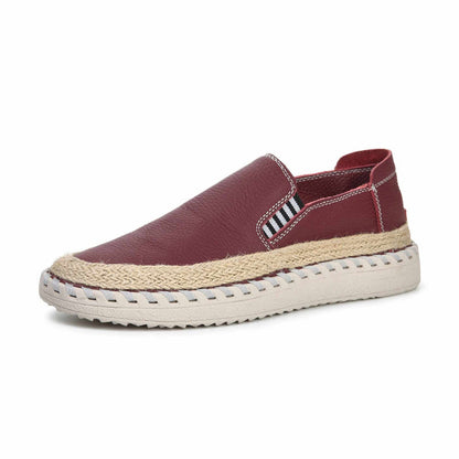 Eigenmarke Rindsleder Espadrilles Unisex Bordeauxrot