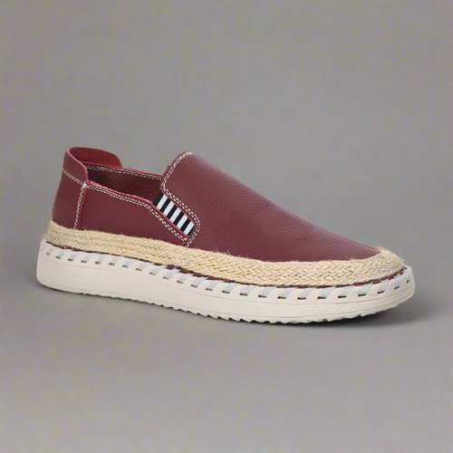 Eigenmarke Rindsleder Espadrilles Unisex Bordeauxrot