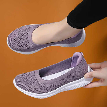 Orthopädische Damen Slip On Schuhe Lila Komfort Fußstütze