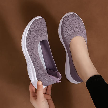 Orthopädische Damen Slip On Schuhe Lila Komfort Fußstütze