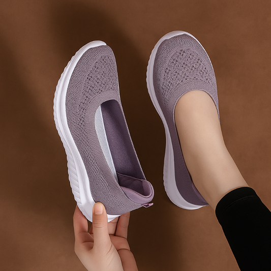 Orthopädische Damen Slip On Schuhe Lila Komfort Fußstütze