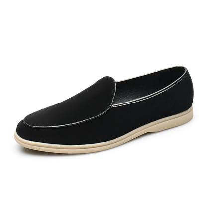 Kunstwildleder Slip-On Loafer Schwarz Gepolsterte Sohle