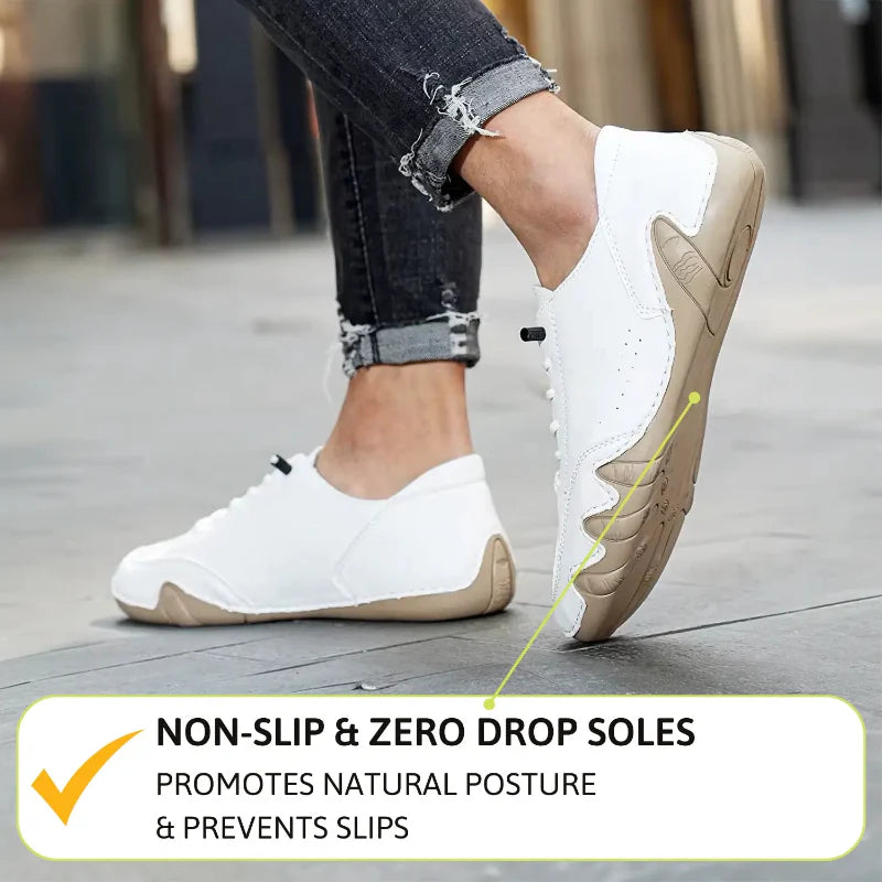 ANS Barefoot Sneaker Weiß Leder Weite Zehenbox Minimal