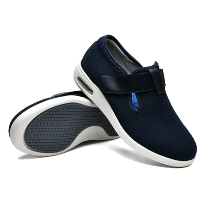 Sanfte Orthopädische Walkingschuhe Weite Dunkelblau