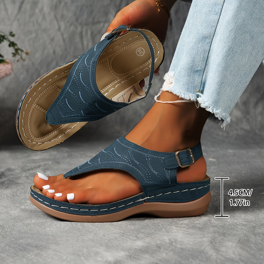 Trendige Blaue Orthopädische Sandalen Verstellbarer Riemen
