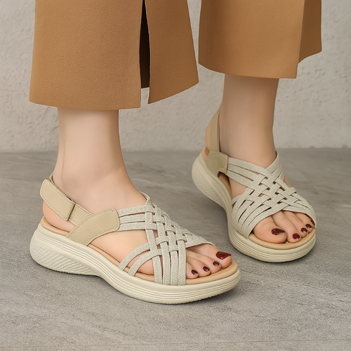 NovaFit Orthopädische Keilsandalen Beige 39 ErgoFußbett