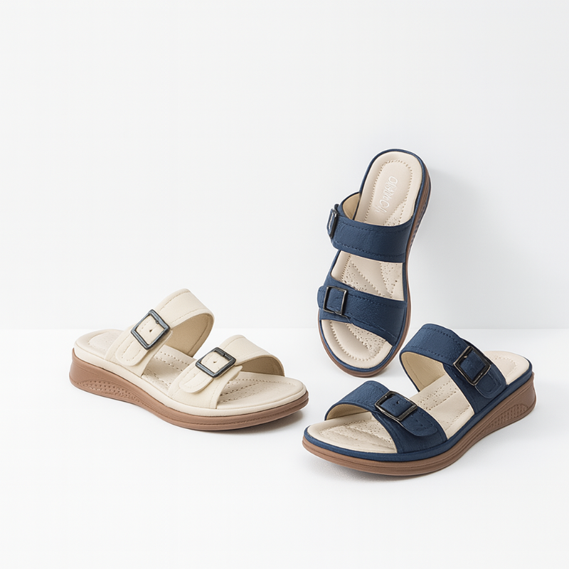 Verstellbare Komfortsandalen Damen Mit Schnallenriemen