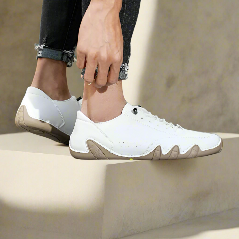 ANS Barefoot Sneaker Weiß Leder Weite Zehenbox Minimal