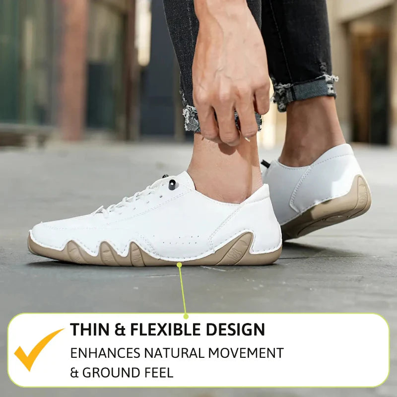 ANS Barefoot Sneaker Weiß Leder Weite Zehenbox Minimal