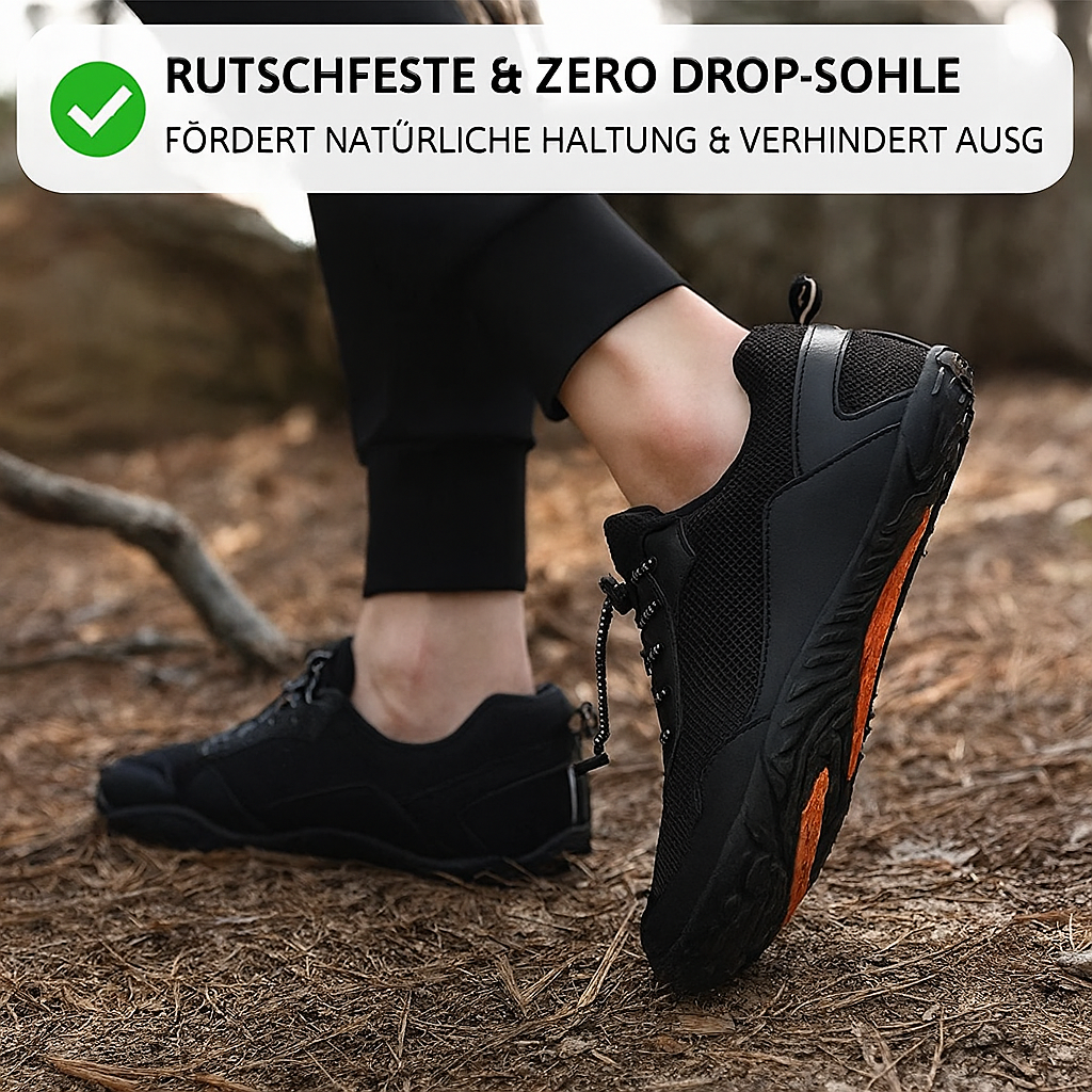 GirafflySticky Barfuß-Sneaker ZeroDrop Olivgrün Orangesohle