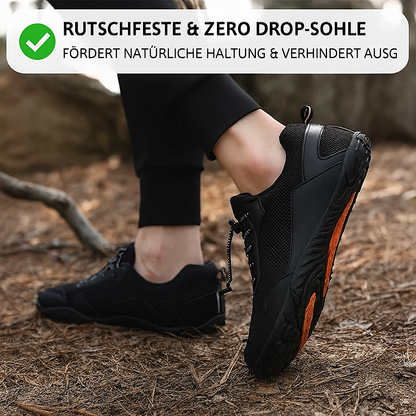 GirafflySticky Barfuß-Sneaker ZeroDrop Olivgrün Orangesohle