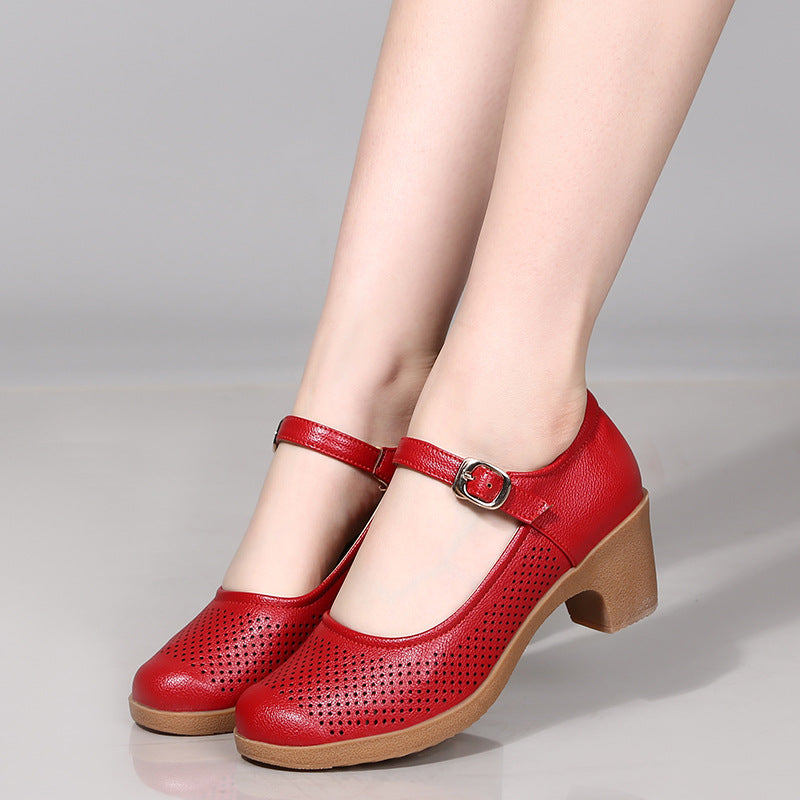 Damen Sandalen Blockabsatz Schwarz Luftdurchlässig Komfort